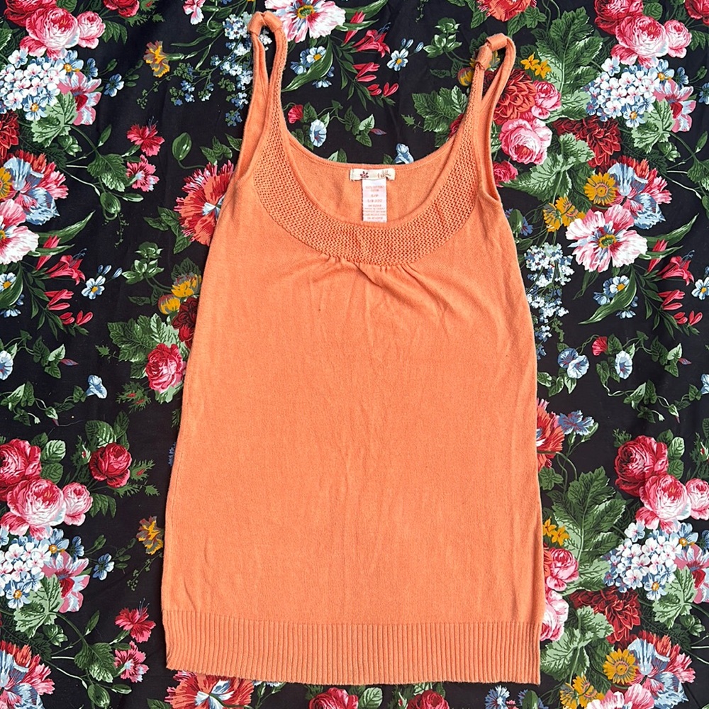 Tulle knit trim Camisole Salmon size S/P
